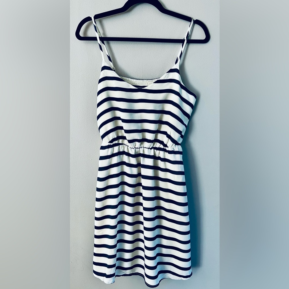 LC Lauren Conrad Navy and White Textured Dress
